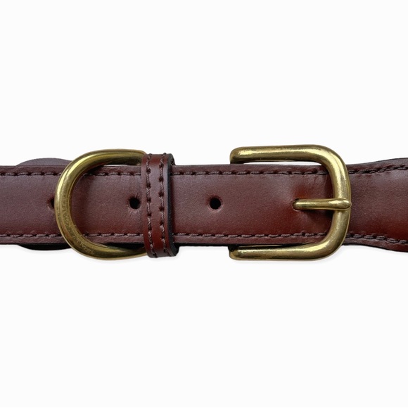 Auburn Pink Tartan Plaid Ribbon and Leather Dog Collar, sz 26” - Picture 4 of 8